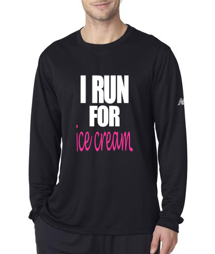 Running - I Run For Ice Cream - NB Mens Black Long Sleeve Shirt